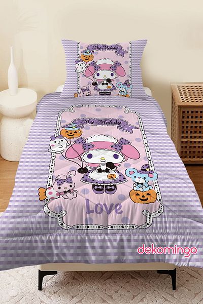dekomingo Lila My Melody Checked Quilt Set