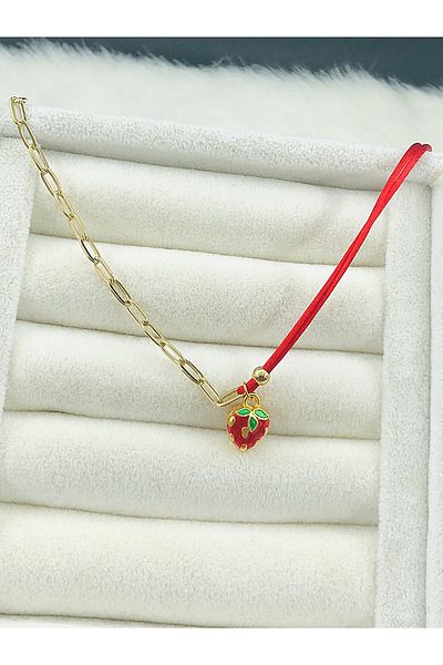DS DİAMONDSHOP Steel Anklet with Strawberry Figure Model Byçlkhal- 202504783