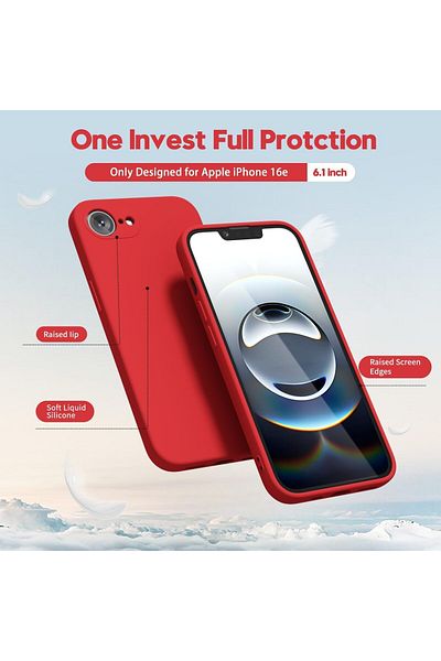 AWH Case for iPhone 16e Slim Fit Soft Back Cover Flexible Silicone Cover Matte for iPhone 16e by (Red)