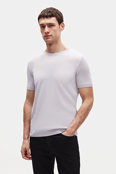 Twn Slim Fit Galactic Lilac Rayon Knitted T-Shirt