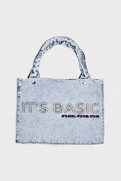 its basic Blugi de zăpadă brodat de culoare până la umăr geantă din denim brodat de zăpadă-SSTD
