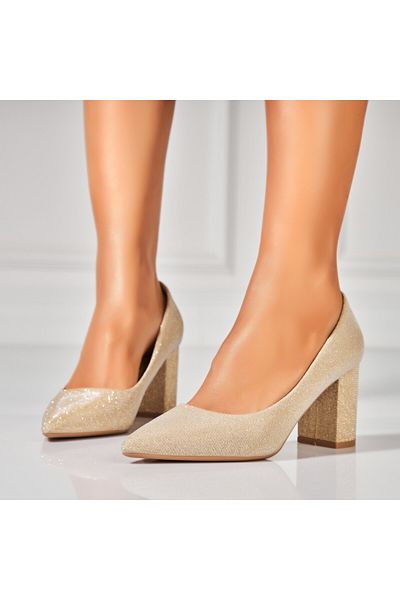 Joana Women's Gold Heeled Shoes Made of Crosley Textile