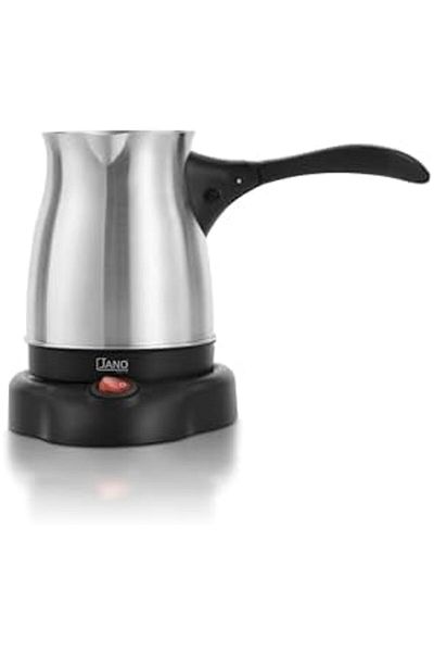 JANO Electric Coffee Maker 600W 400ml Stainless Steel with Easy Grip Handle - Silver/Black JN03402