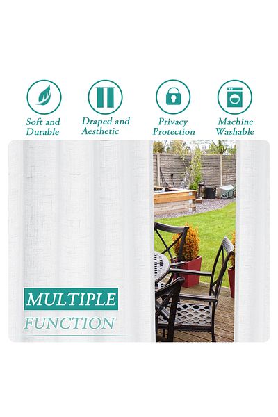 COOYA Waterproof Curtains,Premium Thick Top,Linen Texture,Privacy Guaranteed,2 Panel,52 Inch,White