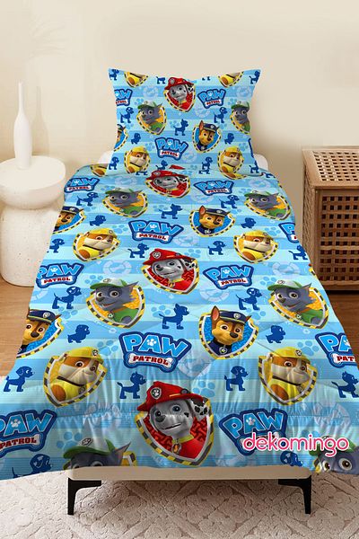 dekomingo Blue Striped Paw Petroleum Quilt Set