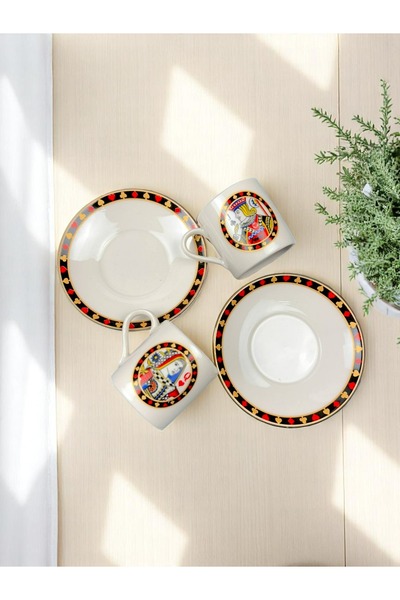 qtahya homes queen of kütahya طقم أكواب من البورسلين مكون من 4 قطع - كوب مزدو...