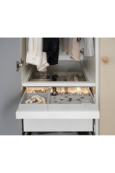 IKEA Komplement Insert 4 Compartments Light Grey 15x53x5 Cm – Felt Organizer For Ties & Accessories