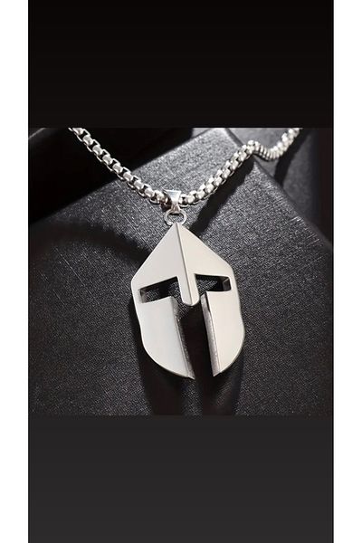 sulyra Spartan Helmet Steel Silver Color Men Women Unisex Necklace