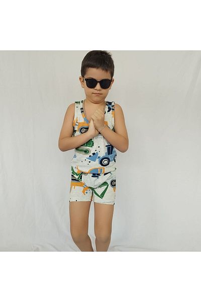 pareoss Thick Strap Boy's Printed Pajama Set