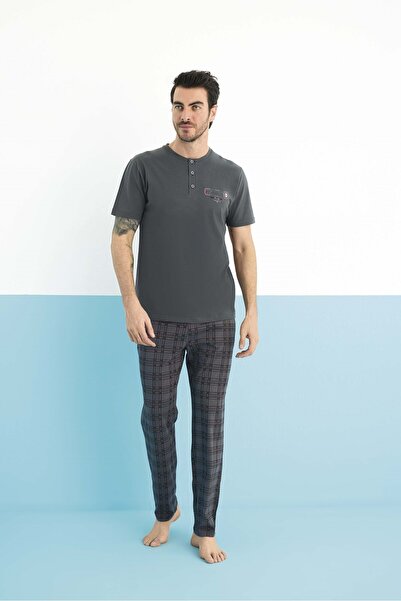 AYGEBU AYDOĞAN Muški 100% pamuk set pidžama kratkih rukava