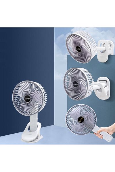 Sunhome 4 in 1 Multi-Functional Portable Rechargeable Clip Fan, Table fan, Hanging Fan, Handheld Fan