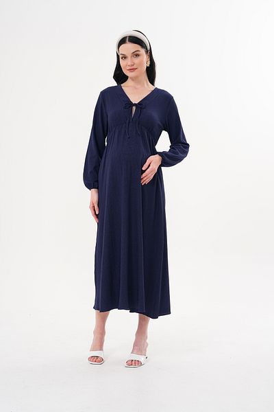 Miss Dünya Lissa Pregnant and Maternity V-Neck Long Sleeve Woven Fabric Dress