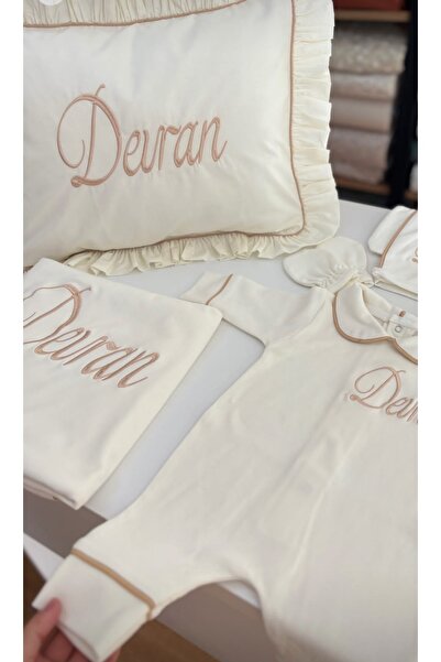 GAYE EV TEKSTİLİ 5 li İsim Nakışlı Hastane Çıkışı Seti