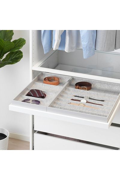 IKEA KOMPLEMENT Insert with 4 compartments, light grey, 15 x 53 x 5 cm
