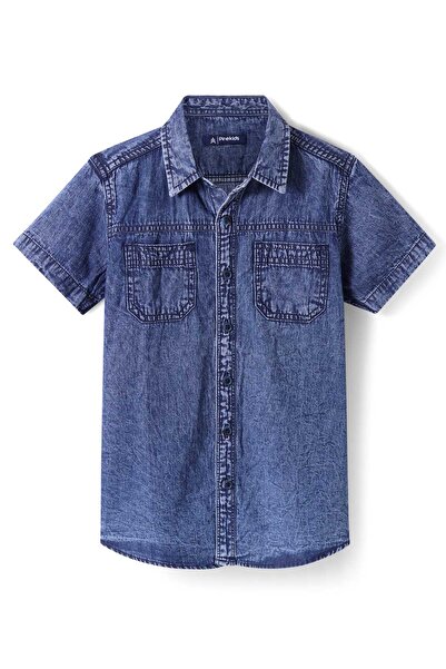 Pine kids Pine Kids Denim Woven Half Sleeves Washed Shirt - Blue