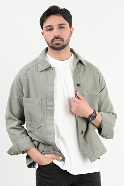 JB John Borners Ανδρικό πουκάμισο με διπλή τσέπη με κουμπιά χακί - 2704