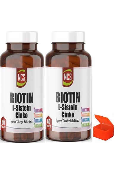 NCS Biotin 2500 Mcg L Cysteine ​​Zinc 2 X 60 Tablets - Pill Box