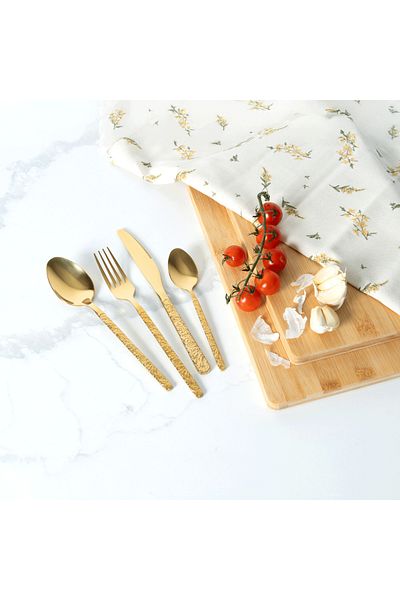 VAV GET 16-Piece Flatware Cutlery Set Service for 4 People, Elegant & Durable Design, Gold.