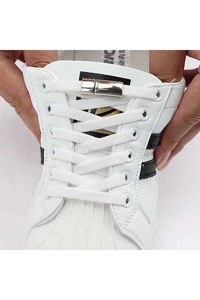 STOREMAX Easy-to-Use Magnetic Shoelaces for Kids White Color