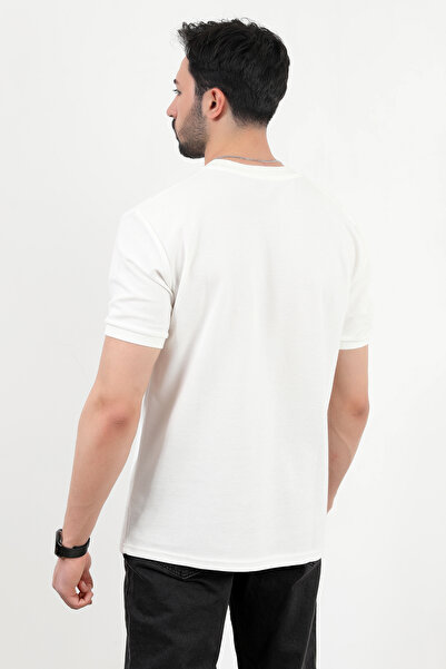 JB John Borners Ανδρικό μπλουζάκι με λαιμόκοψη με λεπτομέρεια τσέπης λευκό - 25Y 2351