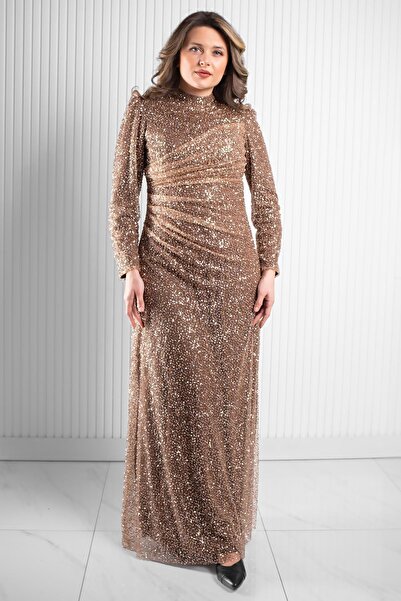 Modaviki Pul Payetli Abiye Bakır MDA2525