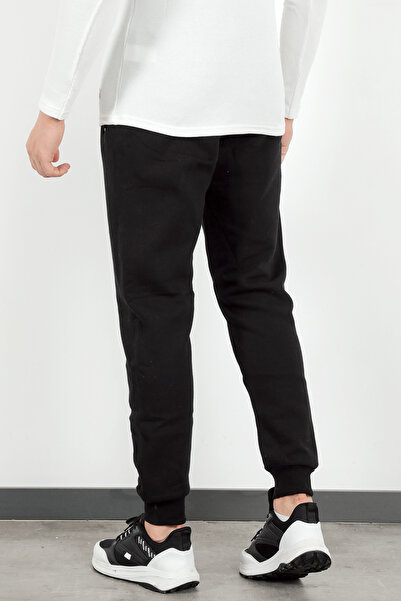 JB John Borners Ανδρικό μαύρο φούτερ με μανσέτες και τσέπες