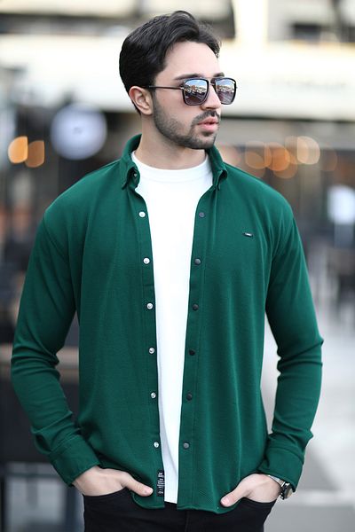 JB John Borners Men's Snap Closure Textured Knitted Shirt Nefti - 16788