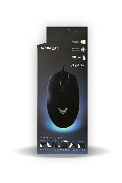 Crown Micro PULSAR RGB Aydınlatmalı Kablolu Usb Gaming & Ofis Mouse