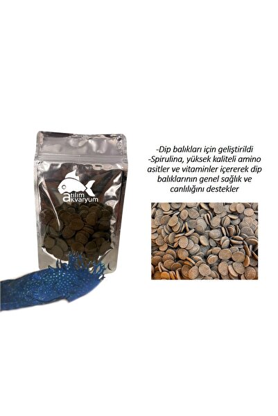 Atılım Akvaryum Dip Balıkları İçin Çöpçü Vatoz Balığı Yemi Spirulina Tablet 1...