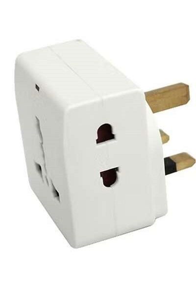 Masterplug محول سفر عالمي من النوع البريطاني 13a، مؤشر نيون، مقبس عالمي واحد ومقبسان دائريان