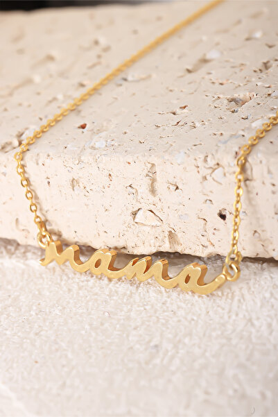 Lucente Jewellery Luxury Serisi Işıklı Hediye Kutulu Altın Kaplama Mama Yazılı Kolye Anne Hediyesi Kolyesi