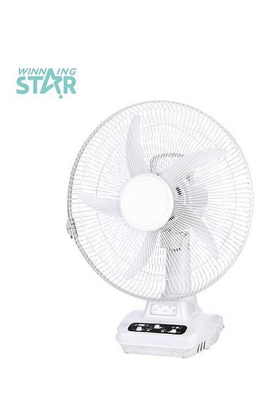 WINNINGSTAR 14 Inch Table Fan, Multifunctional Electric Solar Table Fan With Usb And Led Light ST-4003 White