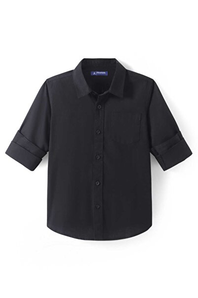 Pine kids Pine Kids Cotton Woven Full Sleeves Solid Color Shirt - Black