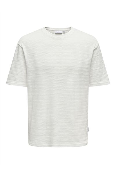 Only & Sons Ανδρικό λευκό μπλουζάκι ONSGIVO REG 12 SS CREW KNIT NOOS - 22031761