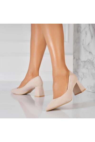 Joana Pantofi dama cu toc Bej din Piele Ecologica Intoarsa Yuven