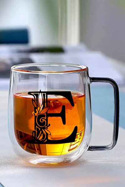 Kitchen Way Çift Cidarlı Borosilikat 350ML Harfli Cam Kupa Bardak KW-884