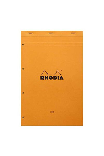 Rhodia 21x31,8cm Ριγέ Πορτοκαλί Εξώφυλλο - Κίτρινο Χαρτί με 4 Τρύπες για Σημε...