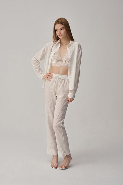 Pierre Cardin Vegan Women's Silk Pajama Set with Bralet - Lx.25234 Ivory