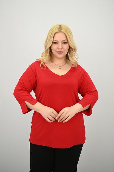 Koza Butik Women's Plus Size Banded V-Neck Blouse 1919-25