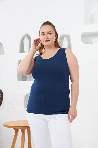 RMG Large Size Navy Blue Tank Top