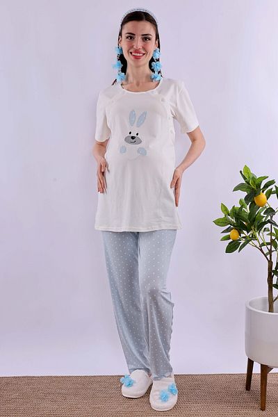 ByLohusa Set de pijamale de maternitate Effortt Blue