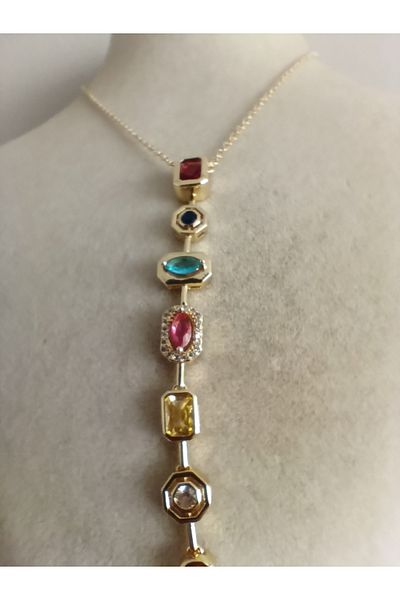 stainless steell الصلب قلادة حجر Y الملونة
