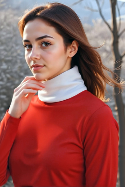 Mrey White Mini Neck Collar, Short Neck Collar Winter Soft Textured Neck Warmer, Turtleneck - Unisex