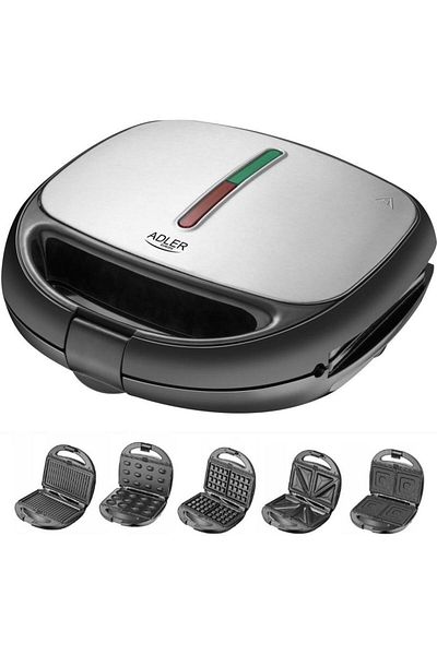 adler Sandvișor multifuncțional Adler AD3040, 1200W, 5-în-1 (Negru/Argintiu)