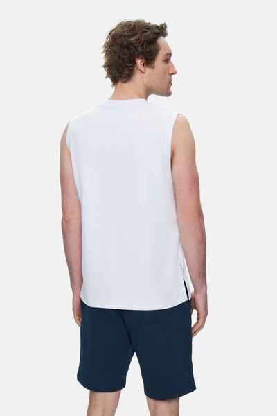 UCLA Ανδρικό μπλουζάκι Bodhi White Crew Neck με μηδενικό μανίκι με στάμπα Modal υφασμάτινο Oversize