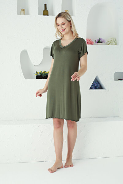 ERDENİZ TEKSTİL Kısa Kollu Pamuklu Kadın Gecelik / Büyük Bedenli