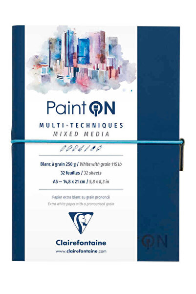 Clairefontaine Paint-on Karışık Teknik Defter Beyaz A5 250gr 32 Yaprak Mavi K...