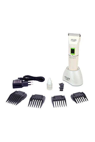adler Επαγγελματική κουρευτική μηχανή Adler AD 2827, ασύρματη, 4 χτένες, τιτάνιο, κεραμικές λεπίδες, ιόντων λιθίου