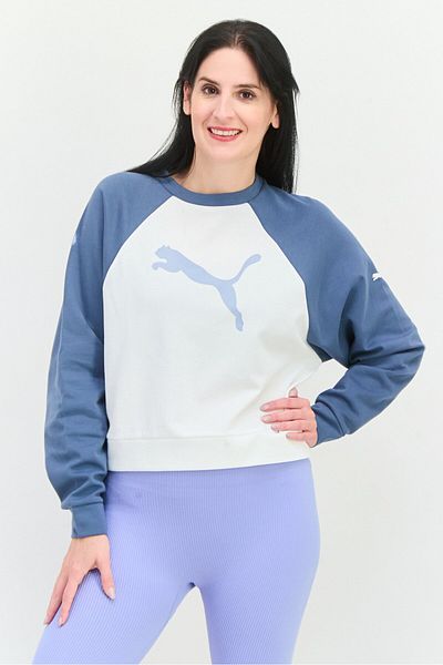 Puma Women Sportswear Fit Short Sleeve Outdoor Sweatshirt, Grey/white
