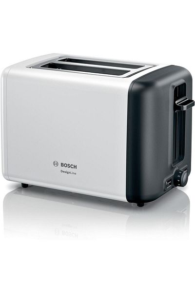 Bosch Bosch DesignLine TAT3P421 Toaster, 2 slices, 970W, White/Grey